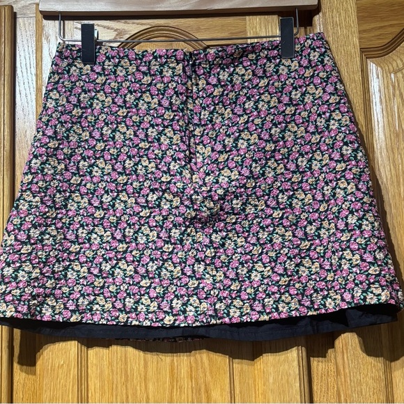 MANGO Women's Black & Pink Floral Print Mini A-Line Skirt Small - Picture 6 of 9